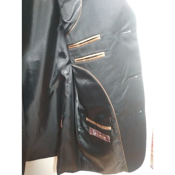 Cianni Cellini Mens 40R Blazer Sport Coat Jacket Super Gab 110's 100% Wool Black - Picture 13 of 15